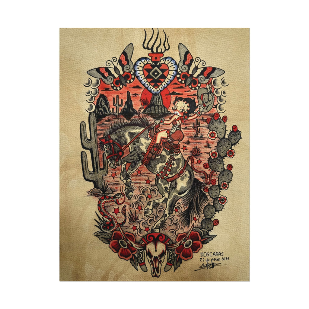 Betty boop hand painted western print