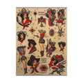 12" X 16" Cowgirls Tattoo flash sheet Print