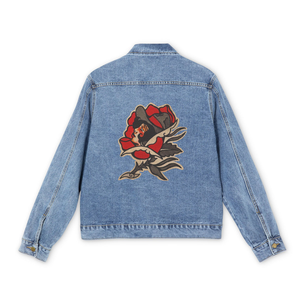 Lady Rose Denim Jacket — Vintage Rose cowgirl Back Patch