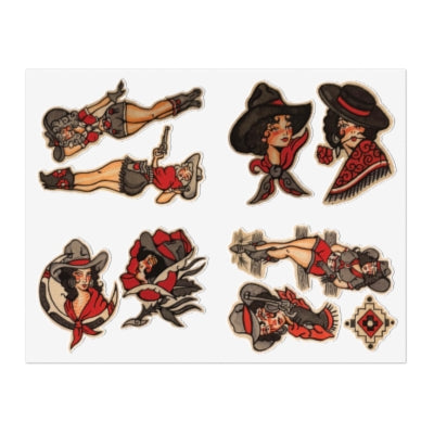 Cowgirl sticker sheet — 9 Piece Holographic Cowboy & Witch Vinyl Stickers