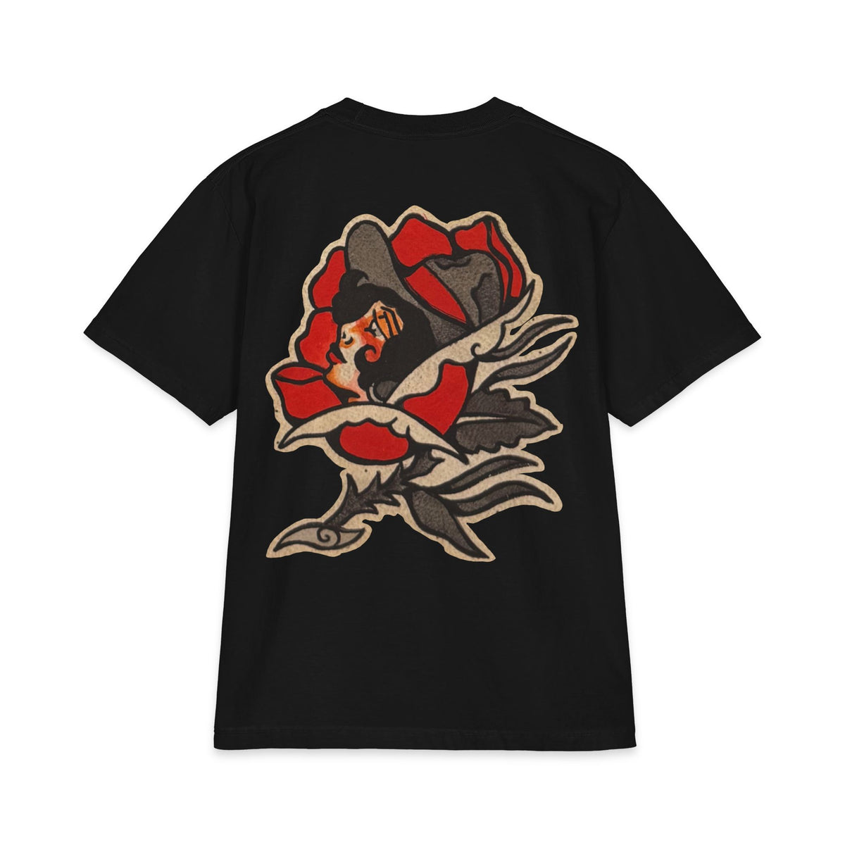Rose cowgirl No.1 T-Shirt — Vintage Tattoo Back Print
